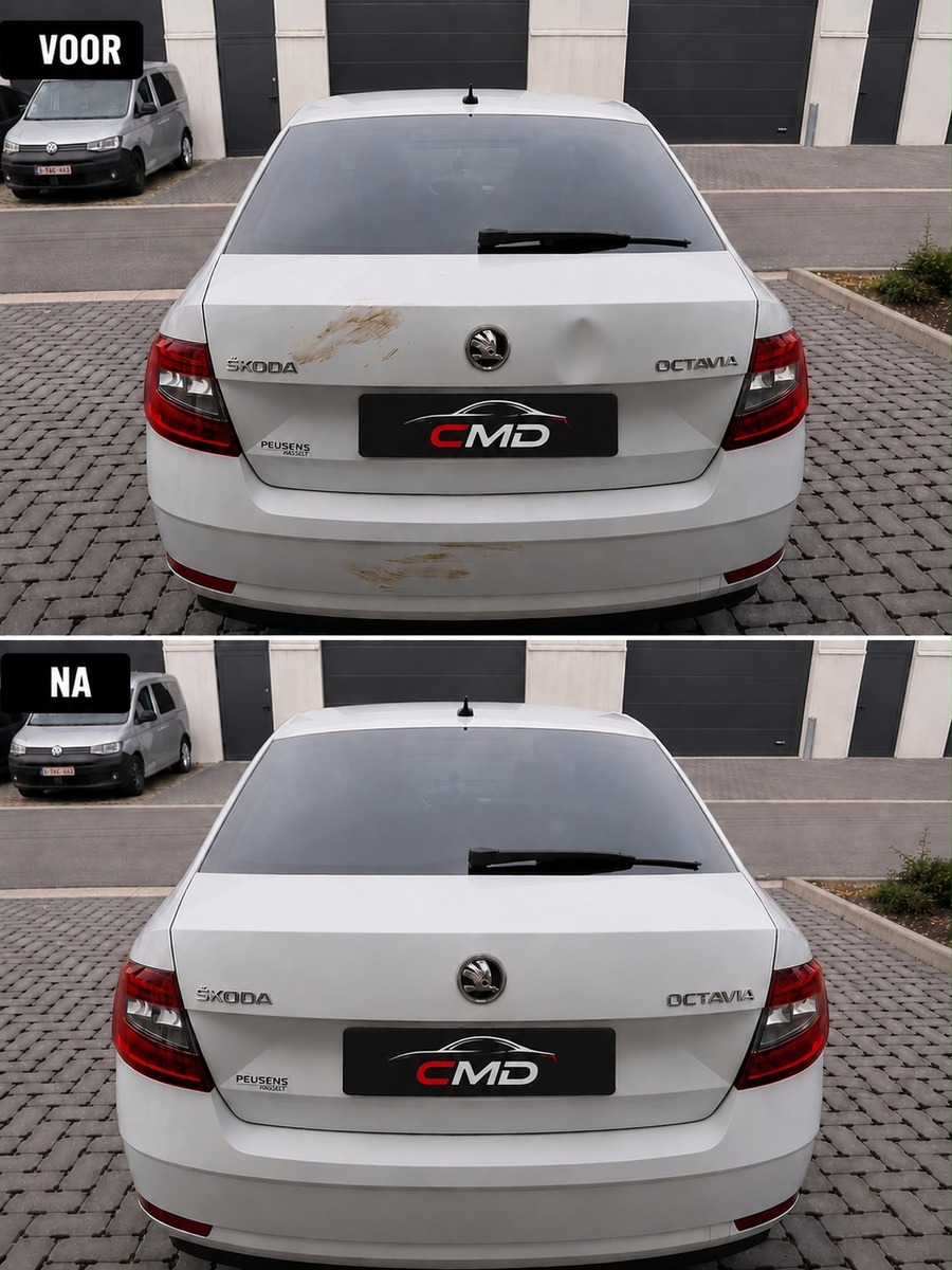 Skoda Octavia wasbeurt en deuk achterzijde herstelling